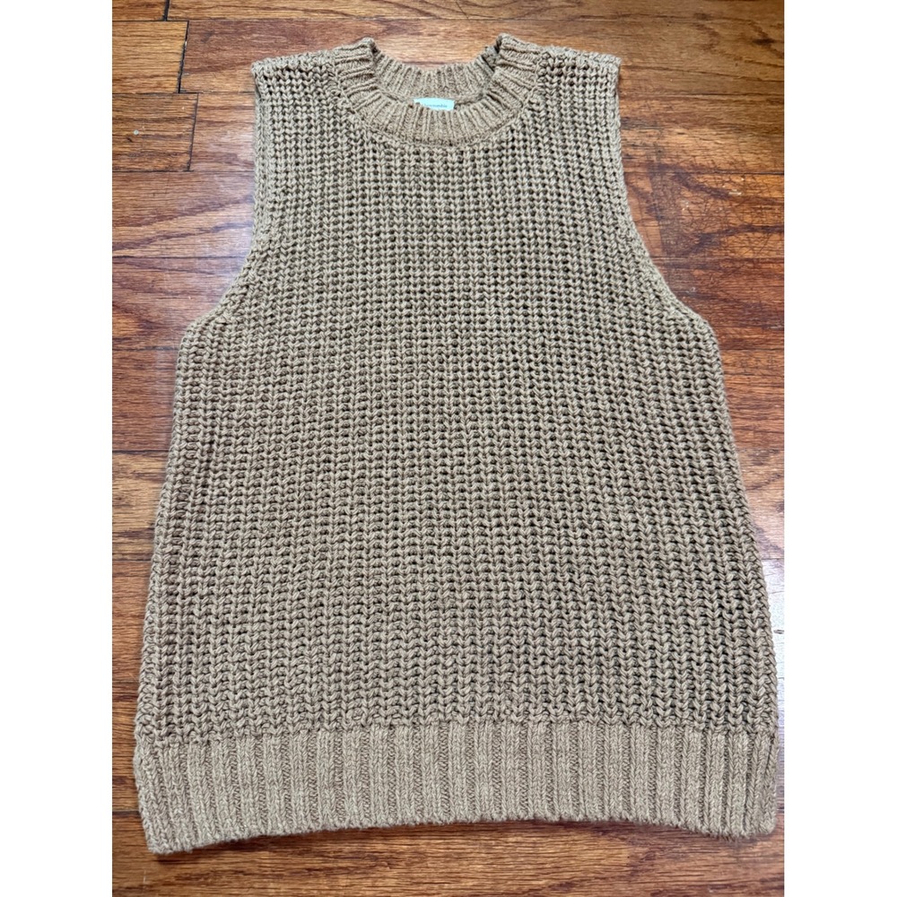 Abercrombie & Fitch Womens Tan Brown Chunky Open Knit Sweater Vest Size M